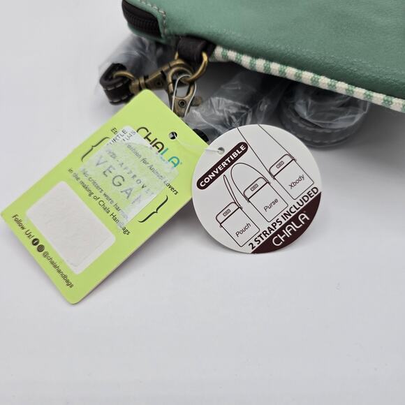 Chala Turtle Crossbody Bag Convertible Cell Phone Teal Stripe 7" x 5" NWT - Picture 7 of 10